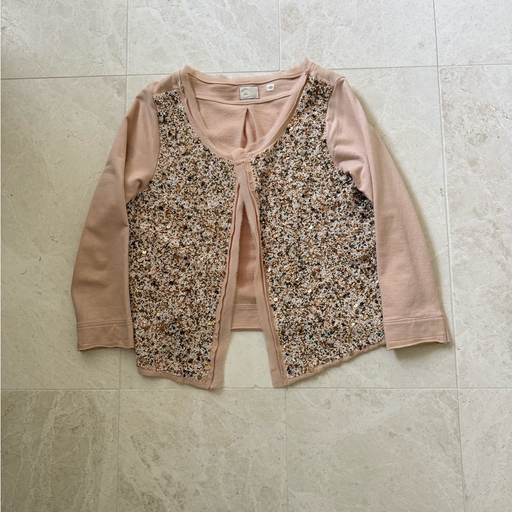 Anthropologie Pink and Multicolor Embellished Cardigan size M